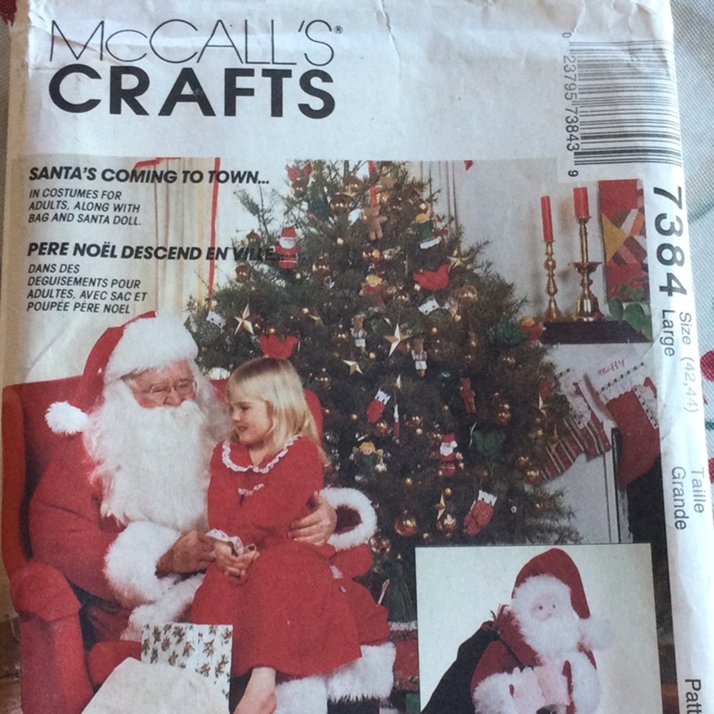 McCalls uncut Santa suit sewing pattern #7384  men’s size large